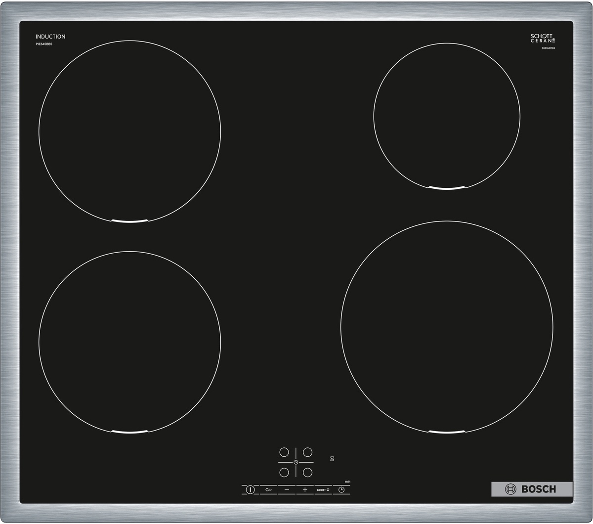 Plan de cuisson Bosch PIE645BB5E — Table de cuisson à induction, 60 cm, avec cadre, PowerBoost, Touch Select